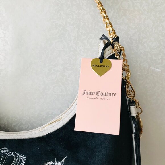 Juicy Couture Classic Scottie Dogs Hobo Liquorice Bag Black white NWT - Picture 11 of 11